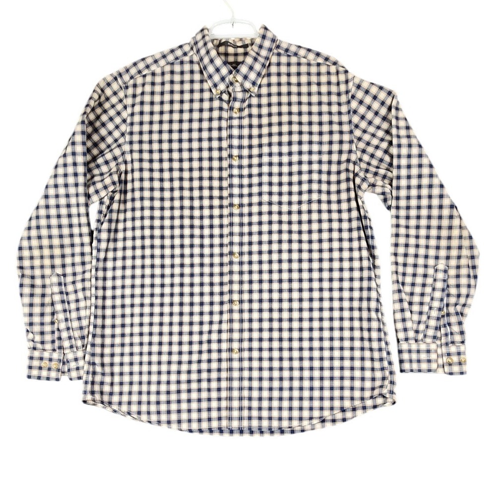 Eddie Bauer Mens Relaxed Fit Long Sleeve Button Down Checkered Shirt Large